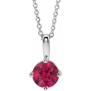 Phillida Natural Ruby Silver 4 Prong  Necklace