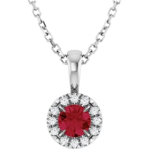 Pernilla Natural Ruby Silver 4 Claw Set  Necklace