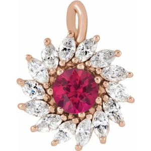 Pheya Natural Ruby Rose Gold Prong Set  Necklace