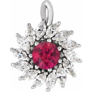 Pheya Natural Ruby Silver Prong Set  Necklace