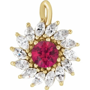 Pheya Natural Ruby Yellow Gold Prong Set  Necklace