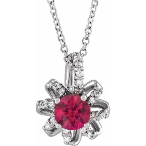 Phaidra Natural Ruby Silver 4 Prong  Necklace