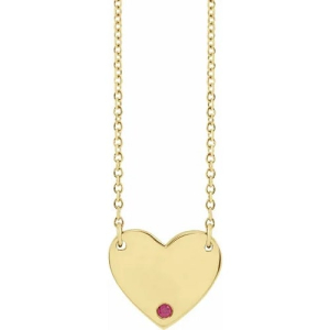Hyacinth Natural Ruby Yellow Gold Bezel Set  Necklace