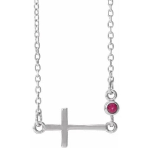 Impatiens Natural Ruby Silver Bezel Set  Necklace
