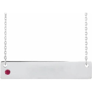 Hydrangea Natural Ruby Silver Bezel Set  Necklace