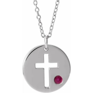 Iris Natural Ruby Silver Bezel Set  Necklace