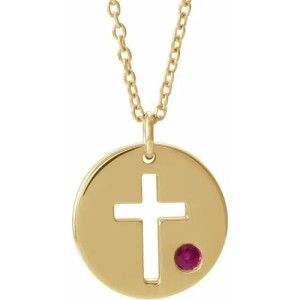 Iris Natural Ruby Yellow Gold Bezel Set  Necklace