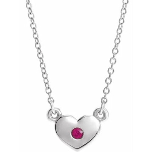 Parlan Natural Ruby Silver Bezel Set  Necklace