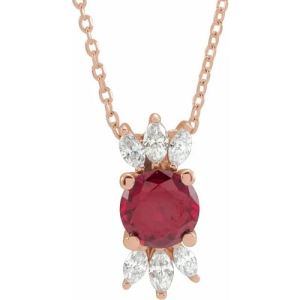 Phoolan Natural Ruby Rose Gold 4 Prong  Necklace