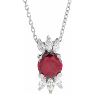 Phoolan Natural Ruby Silver 4 Prong  Necklace