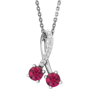 Perle Natural Ruby Silver 4 Prong  Necklace