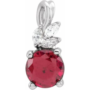 Phiroza Natural Ruby Silver 4 Prong  Necklace