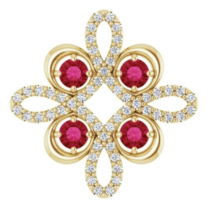 Pheriche Natural Ruby Yellow Gold 4 Prong  Necklace
