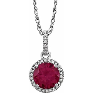 Photine Natural Ruby Silver 4 Prong  Necklace
