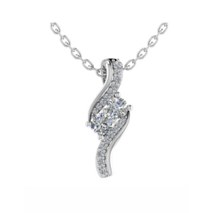 Tulia Natural Diamond Shared Prong Halo Pendant Necklace