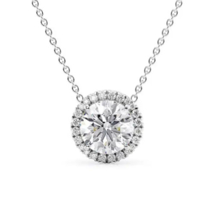 Tisha 0.34 Carat Natural Diamond Round cut 4 Prong  Halo Pendant Necklace