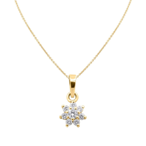 Tamie Natural Diamond Yellow Gold Prong Set Cluster Pendant Necklace