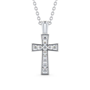 Panyin Lab-Created Diamond Rose Gold Channel Set Cross Pendant Necklace