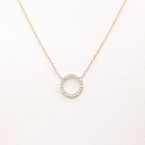 Pembe Natural Diamond Rose Gold Prong Set Circle Pendant Necklace