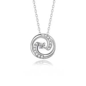 Perdita Natural Diamond Rose Gold 4 Prong Circle Pendant Necklace