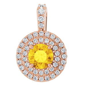Twylla Rose Gold 4 Prong Yellow Diamond Pendant Necklace