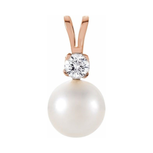 Vita Rose Gold 4 Claw Set Pearl Gemstone Necklace
