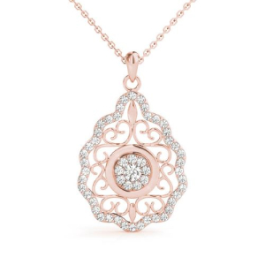 Tandi Lab-Created Diamond Rose Gold Pave Set Cluster Pendant Necklace
