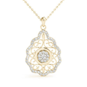 Tandi Lab-Created Diamond Yellow Gold Pave Set Cluster Pendant Necklace