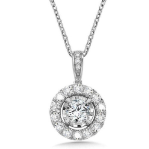 Tiffani Natural Diamond Halo Pendant Necklace