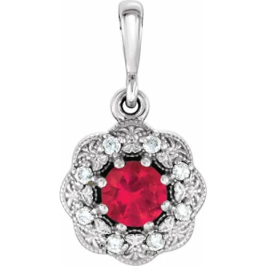 Perenna Natural Ruby Silver 8 Prong Set  Necklace