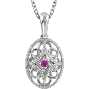 Pilvi Natural Ruby Rose Gold 4 Prong  Necklace