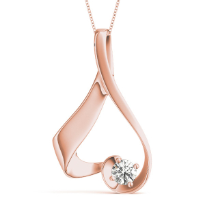 Rexine Natural Diamond Rose Gold 4 Prong Solitaire Pendant Necklace