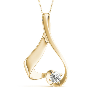 Rexine Natural Diamond Yellow Gold 4 Prong Solitaire Pendant Necklace
