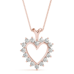 Tania Lab-Created Diamond Rose Gold Channel And Prong Set Heart Necklace