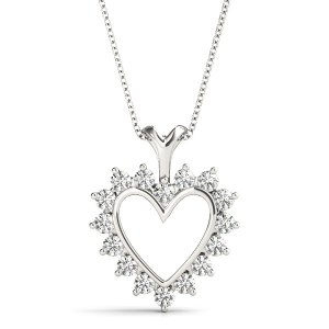 Tania Lab-Created Diamond Channel And Prong Set Heart Necklace