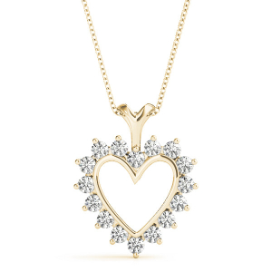 Tania Lab-Created Diamond Yellow Gold Channel And Prong Set Heart Necklace