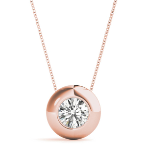 Reynilda Lab-Created Diamond Rose Gold Bezel Set Solitaire Pendant Necklace