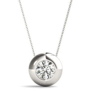 Reynilda Lab-Created Diamond Bezel Set Solitaire Pendant Necklace