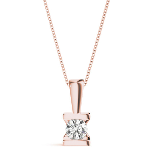 Ricela Lab-Created Diamond Rose Gold Channel Set Solitaire Pendant Necklace
