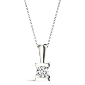 Ricela Lab-Created Diamond Channel Set Solitaire Pendant Necklace