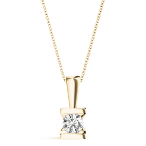 Ricela Lab-Created Diamond Yellow Gold Channel Set Solitaire Pendant Necklace