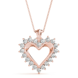 Jessica Lab-Created Diamond Rose Gold Prong Set Heart Necklace