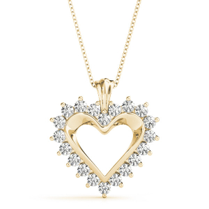 Jessica Lab-Created Diamond Yellow Gold Prong Set Heart Necklace