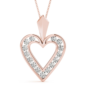 Lily Lab-Created Diamond Rose Gold Channel Set Heart Necklace