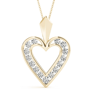 Lily Lab-Created Diamond Yellow Gold Channel Set Heart Necklace