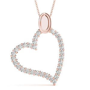 Reina Lab-Created Diamond Rose Gold Shared Prong Heart Necklace