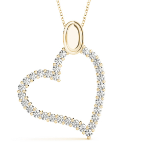 Reina Lab-Created Diamond Yellow Gold Shared Prong Heart Necklace