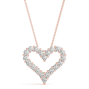 Sonica Lab-Created Diamond Rose Gold Shared Prong Heart Necklace