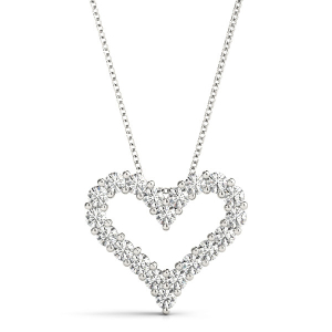 Sonica Lab-Created Diamond Shared Prong Heart Necklace