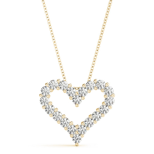 Sonica Lab-Created Diamond Yellow Gold Shared Prong Heart Necklace